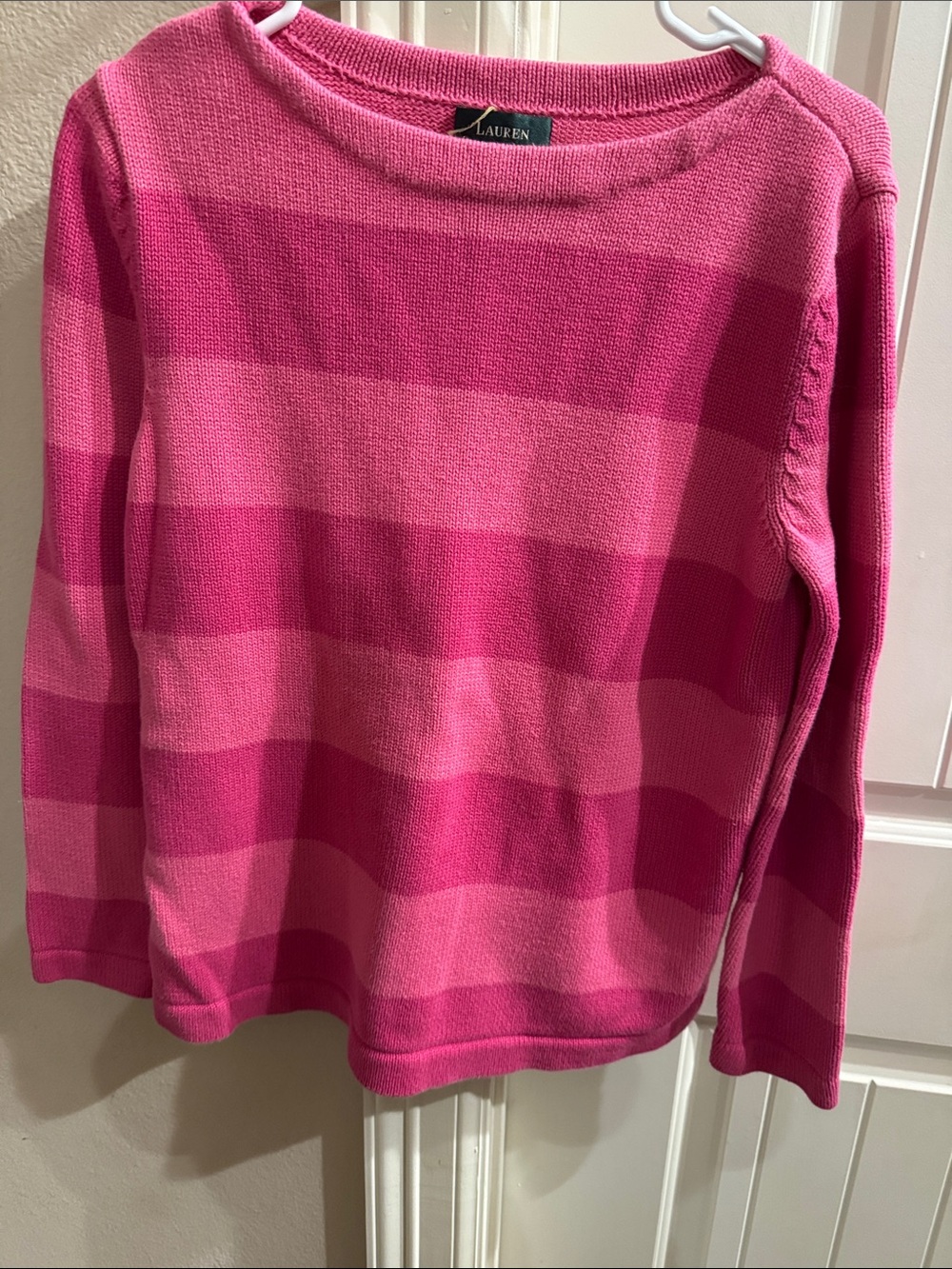 Ralph Lauren Pink Striped Scoopneck Sweater